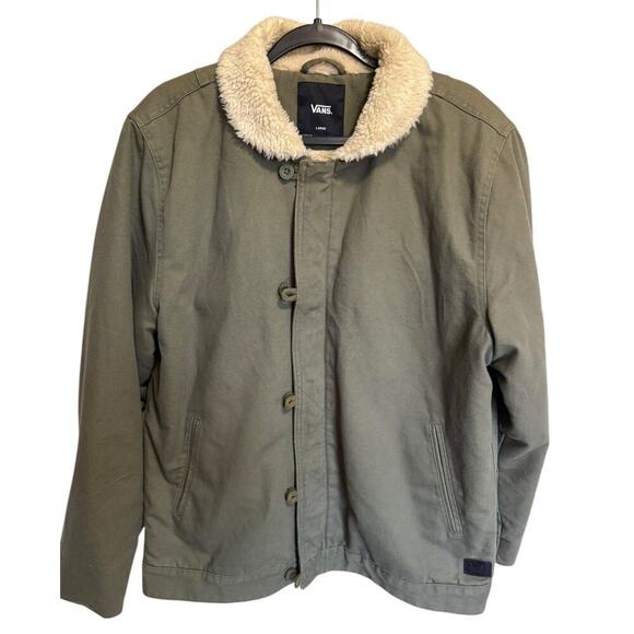 Vans Alamitos Thick Sherpa Lined Jacket In Olive Green Size Large - Picture 2 of 10